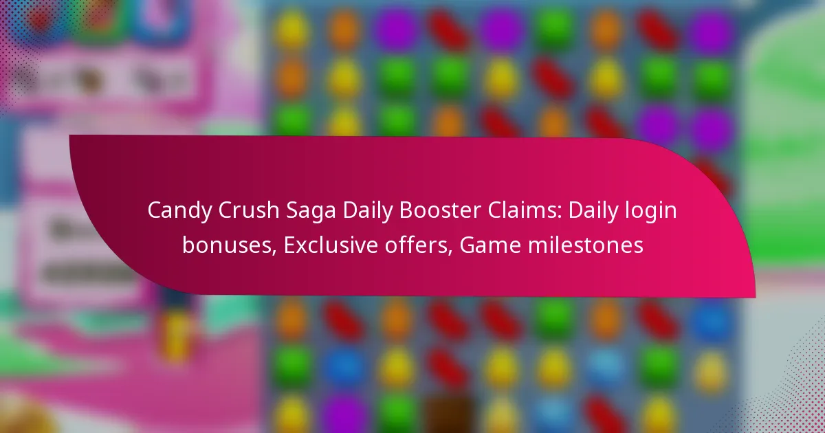 Candy Crush Saga Daily Booster Claims: Daily login bonuses, Exclusive offers, Game milestones