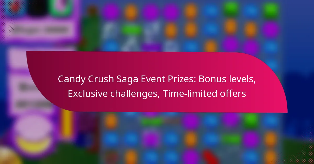 Candy Crush Saga Event Prizes: Bonus levels, Exclusive challenges, Time-limited offers